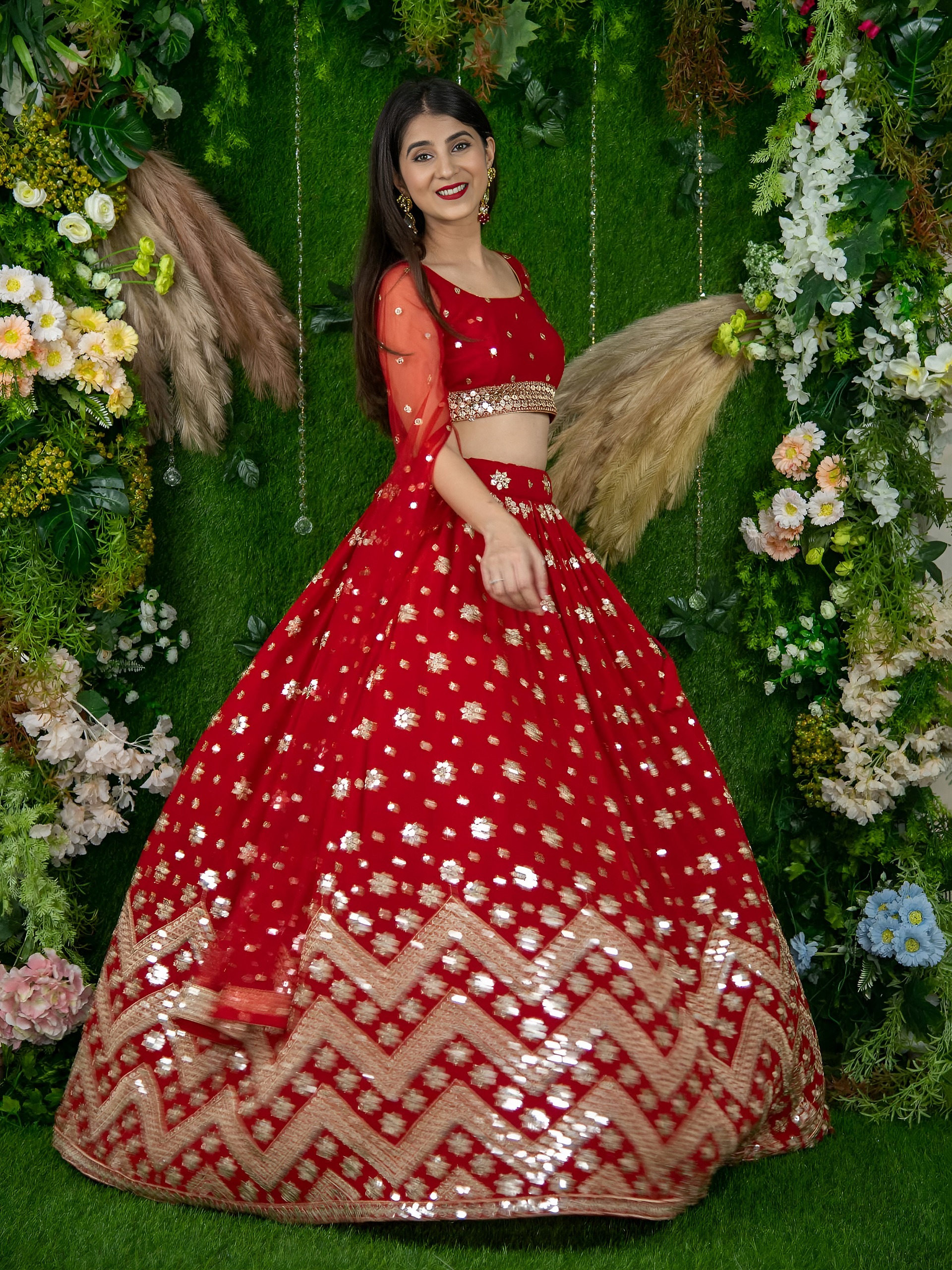 Zeel 15059 Red Sequins Embroidered Lehenga with Designer Collection — Lehenga, Zeel wholesale from Surat — Photo 6