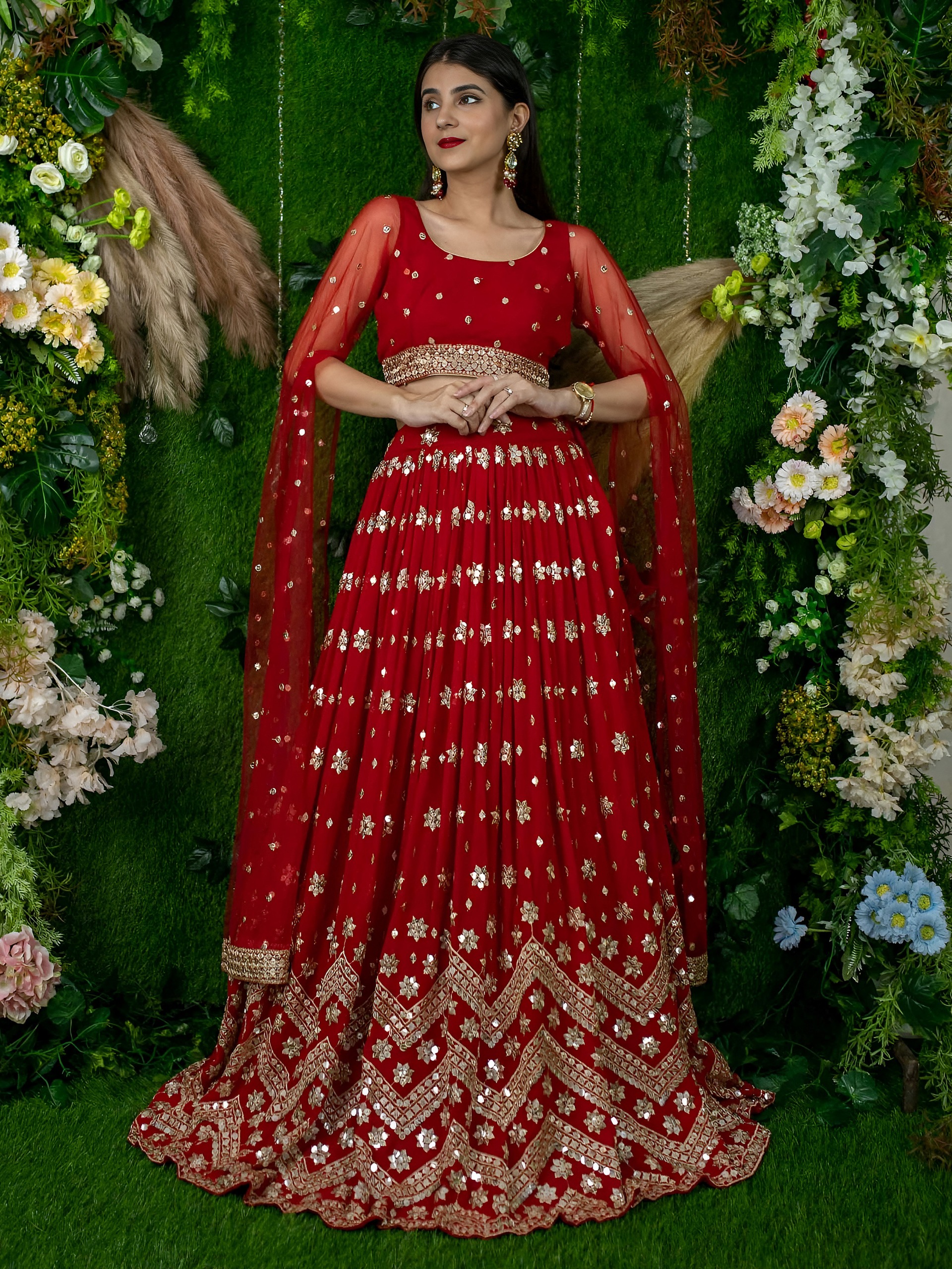 Zeel 15059 Red Sequins Embroidered Lehenga with Designer Collection — Lehenga, Zeel wholesale from Surat — Photo 4