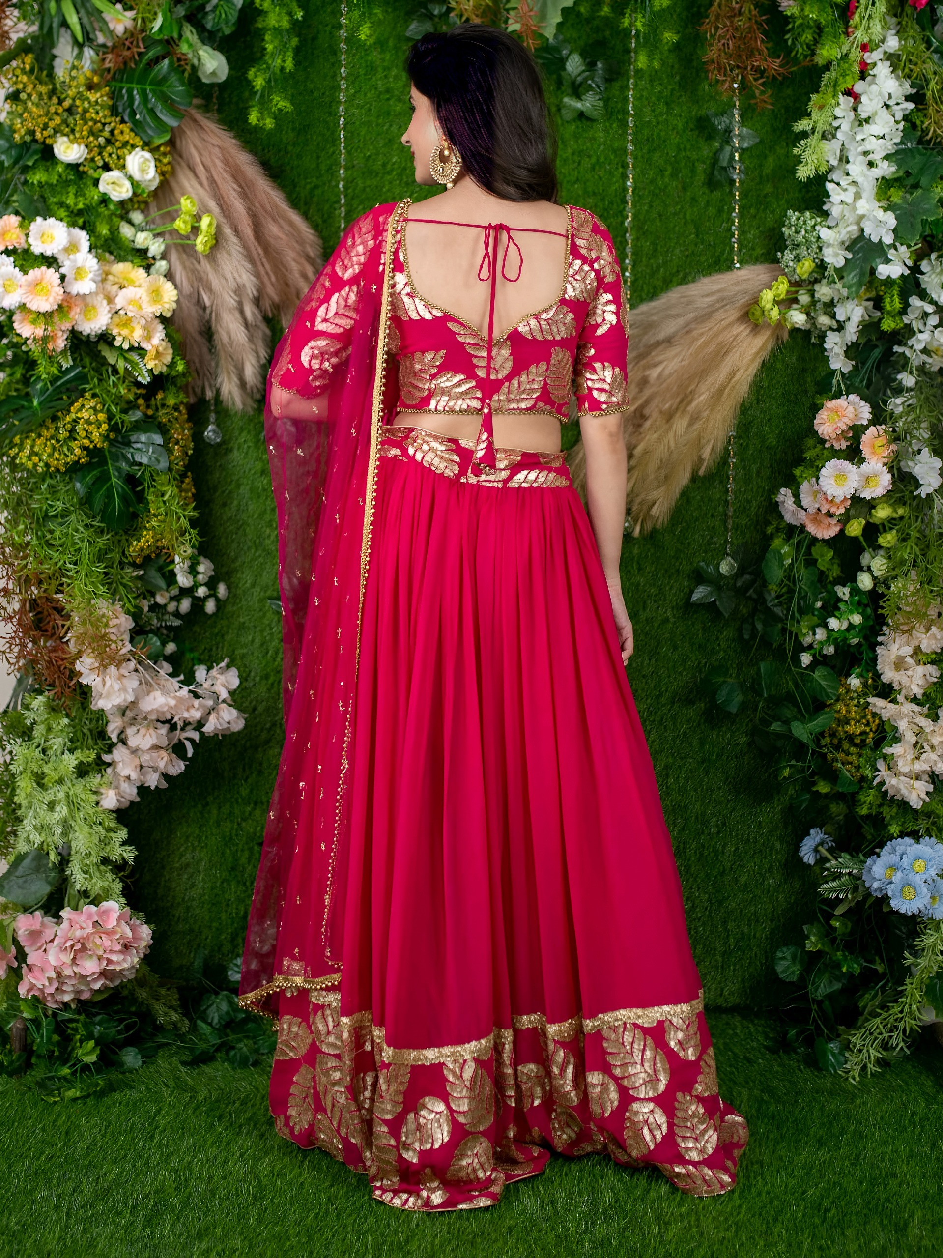 Zeel 15062 Pink Designer with Golden Leaf Embroidery Lehenga Choli Catalog — Lehenga, Zeel wholesale from Surat — Photo 8