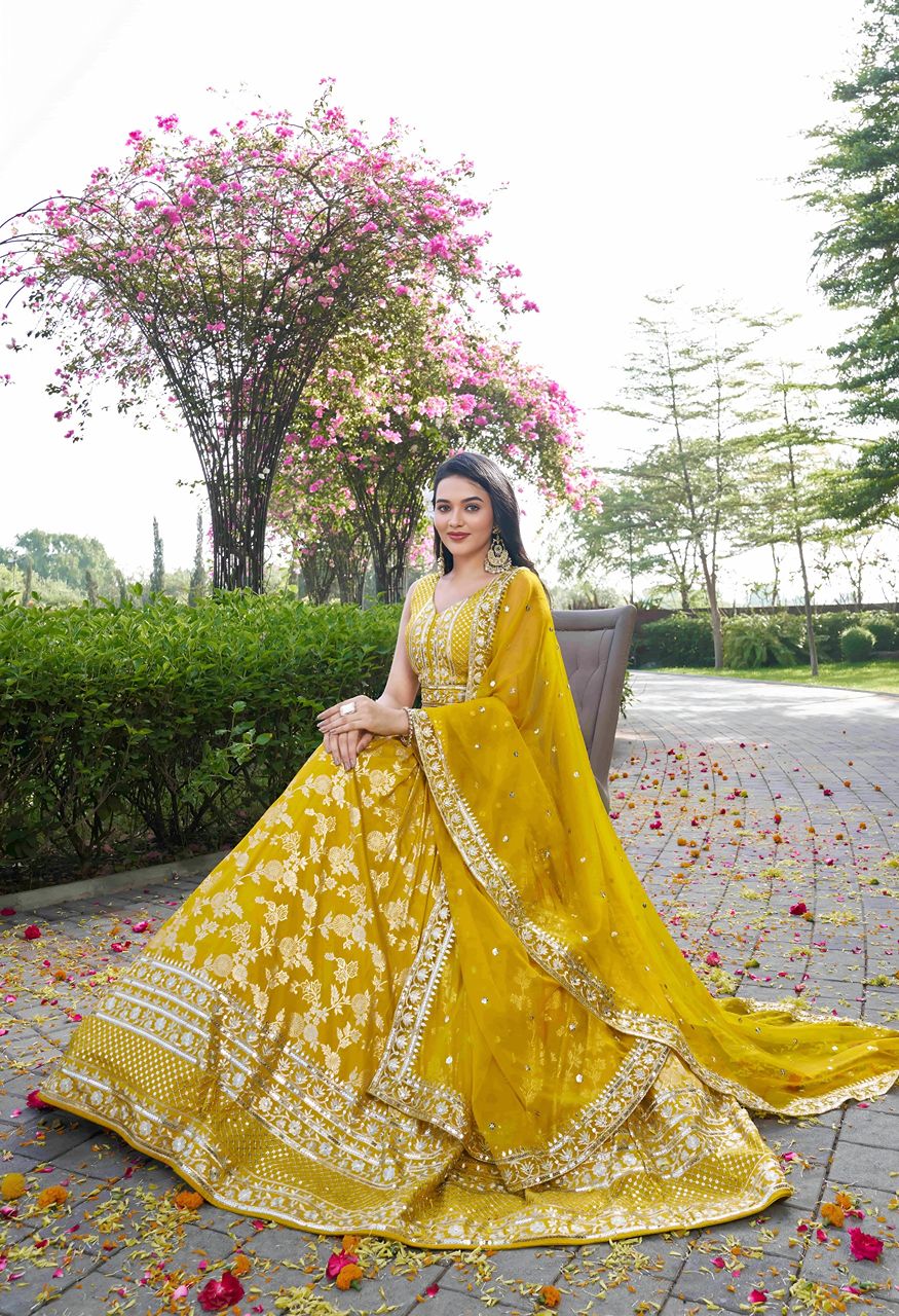 Zeel 7100 festive ensemble crafted in Dola Silk Lehenga Choli Set — Singles, Zeel wholesale from Surat — view 3