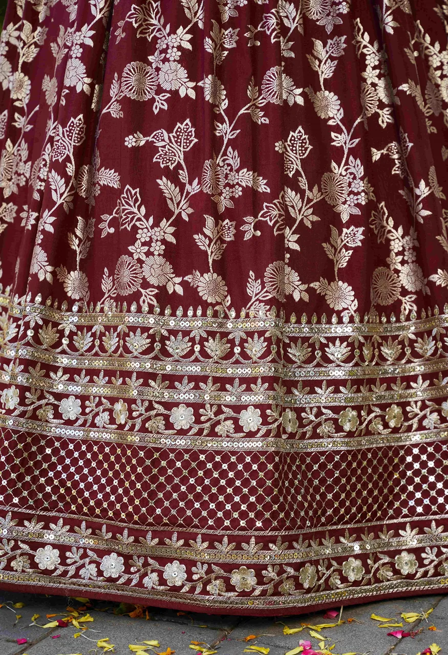 Maroon Garden Royal Sequin Embroidery with Floral Lehenga Choli Set — Singles, Vardan Ethnic wholesale from Surat — Photo 7