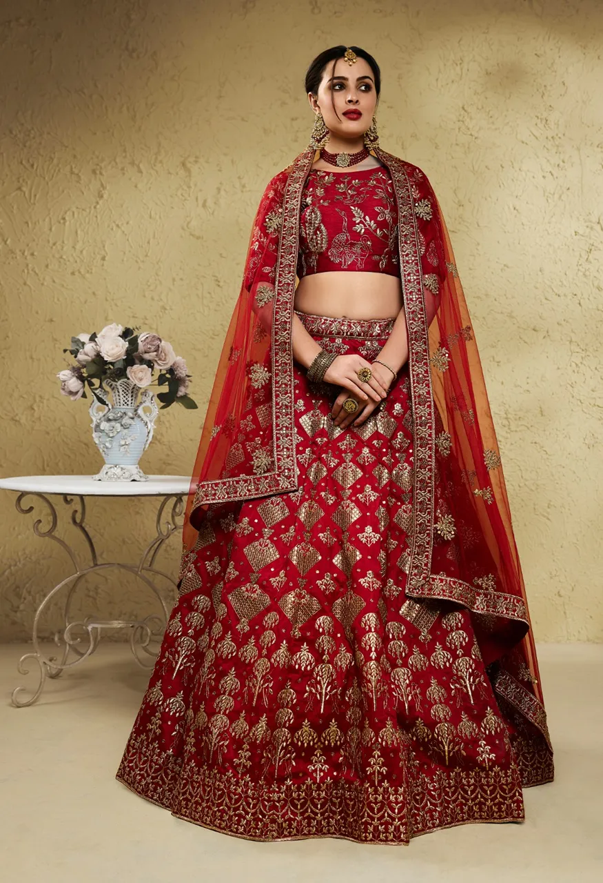 Zeel Inaya Art Silk Set Zari Sequins Embroidery Lehenga Choli