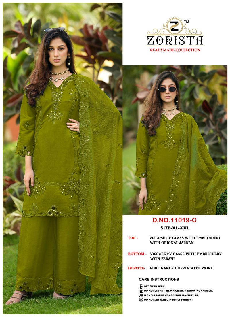 Zorista 11019 A To D Pv Glass Silk Embroidered Salwar Kameez Catalog — Wholesale Salwar Suits, Vardan Ethnic wholesale from Surat — Photo 3