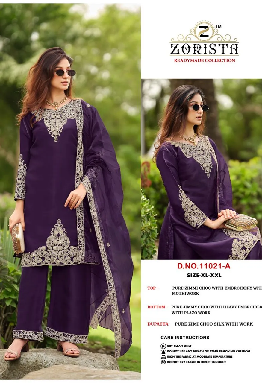 Zorista 11021 A To D Readymade Jimmy Choo Embroidered Salwar Kameez Catalog — Wholesale Salwar Suits, Vardan Ethnic wholesale from Surat — view 2