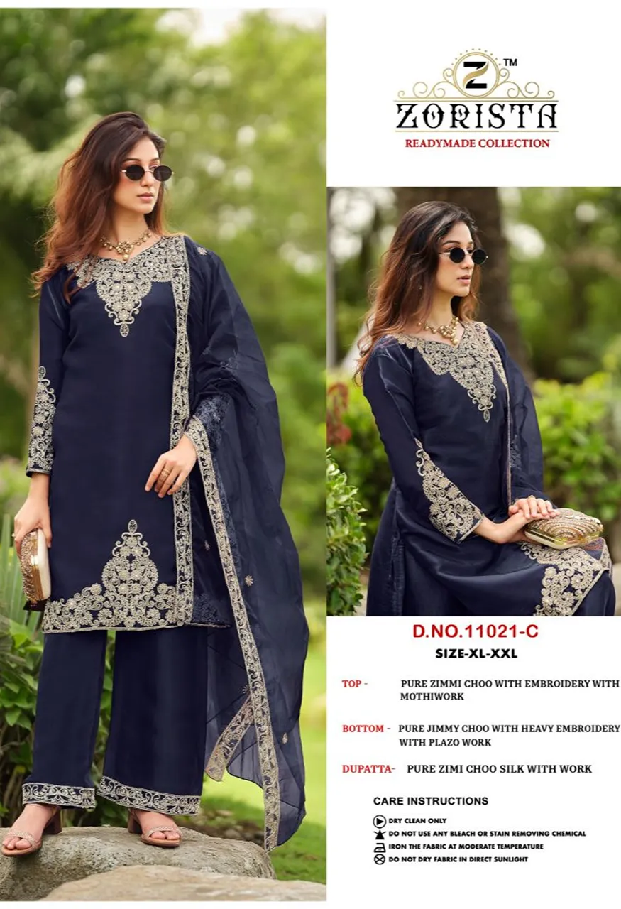 Zorista 11021 A To D Readymade Jimmy Choo Embroidered Salwar Kameez Catalog — Wholesale Salwar Suits, Vardan Ethnic wholesale from Surat — view 4