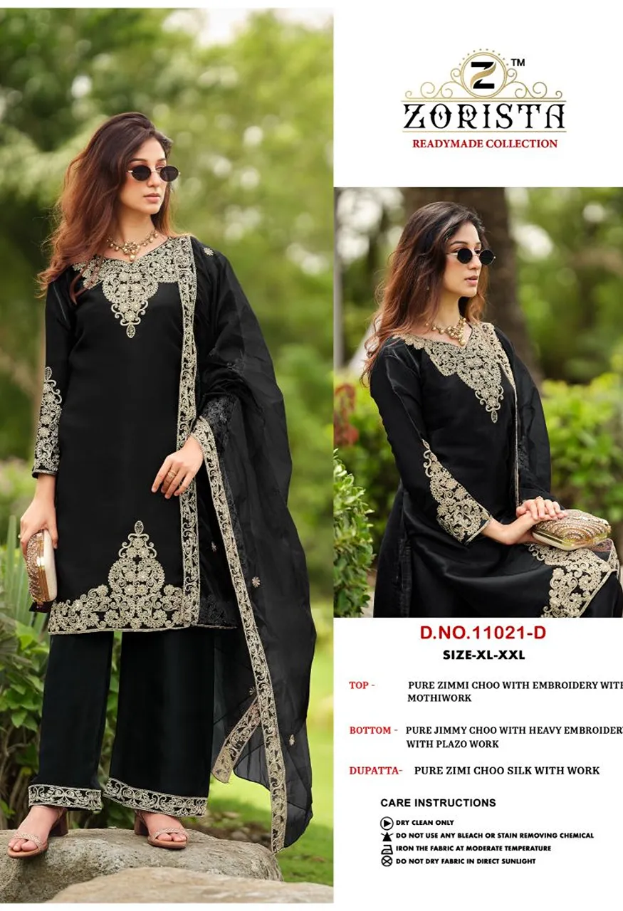 Zorista 11021 A To D Readymade Jimmy Choo Embroidered Salwar Kameez Catalog — Wholesale Salwar Suits, Vardan Ethnic wholesale from Surat — view 3