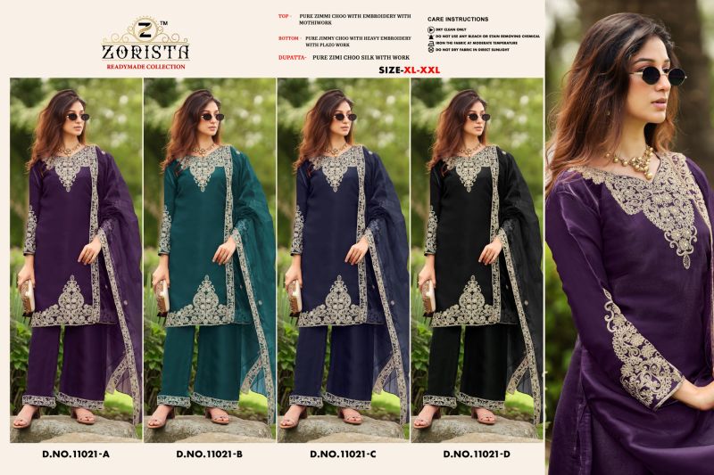 Zorista 11021 A To D Readymade Jimmy Choo Embroidered Salwar Kameez Catalog — Wholesale Salwar Suits, Vardan Ethnic wholesale from Surat — view 6