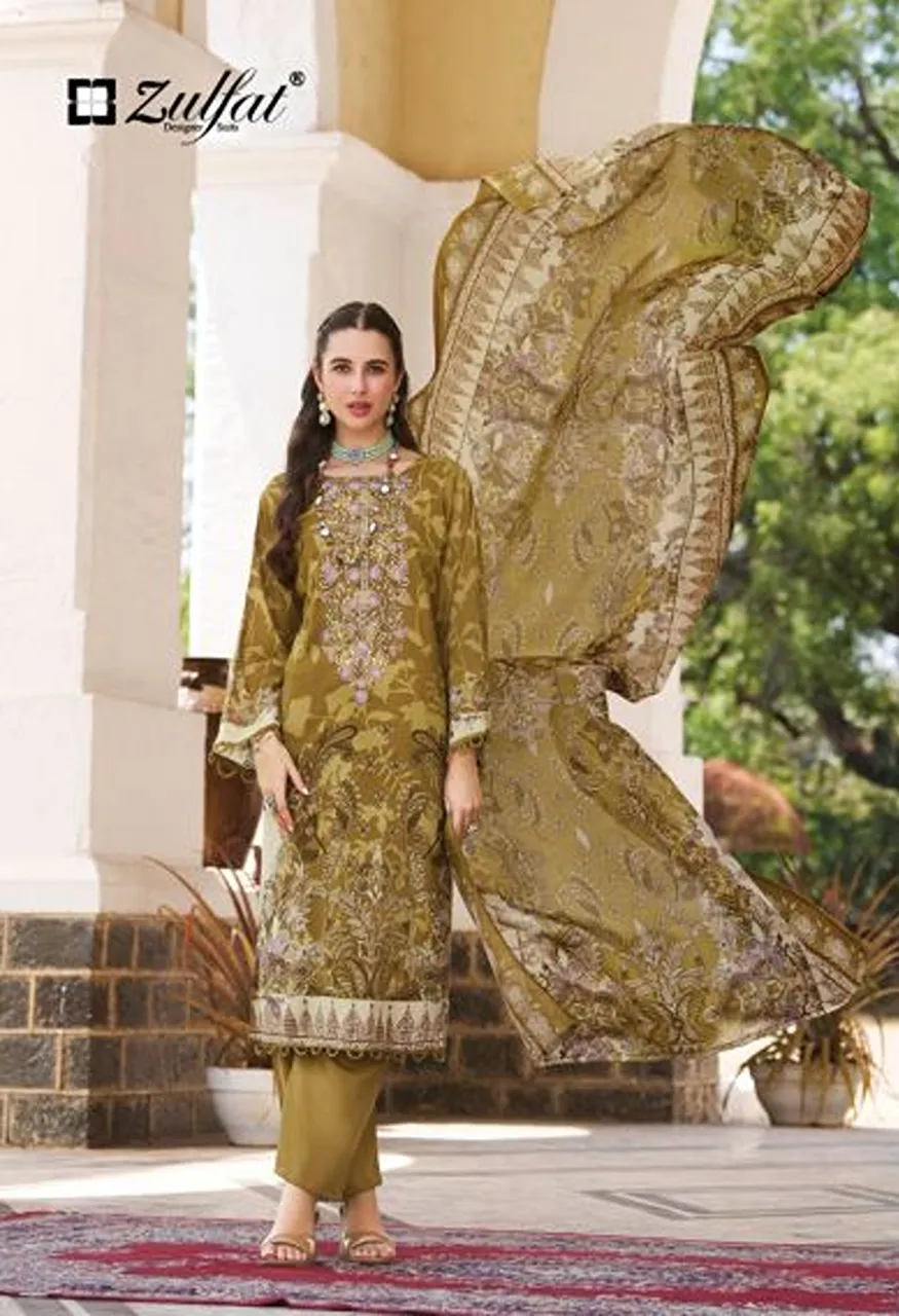 Zulfat Afreen Jam Cotton Digital Print Embroidered Dress Material Catalog — Wholesale Salwar Suits, Zulfat Designer Suit wholesale from Surat — Photo 6