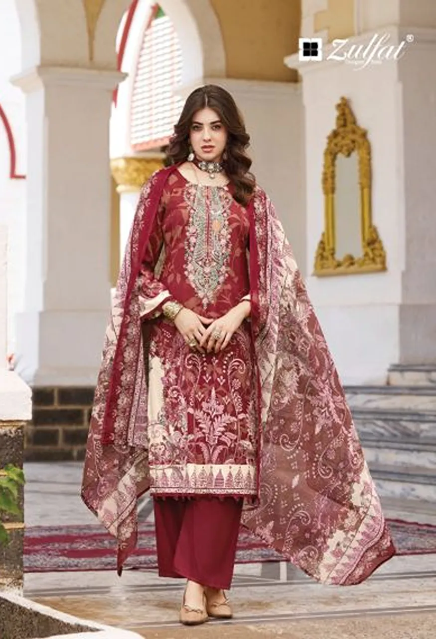 Zulfat Afreen Jam Cotton Digital Print Embroidered Dress Material Catalog — Wholesale Salwar Suits, Zulfat Designer Suit wholesale from Surat — Photo 2