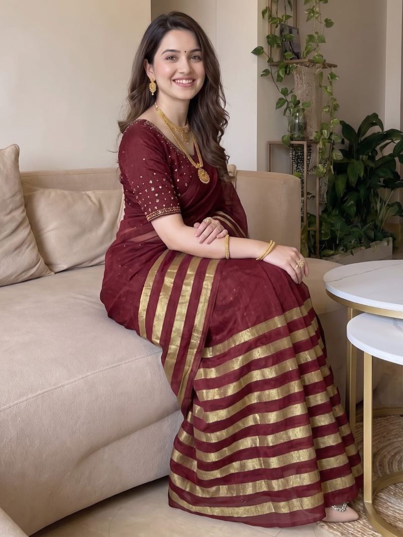 Aab Nine Patta Vol 1 Fandy Satin Silk Jarkan Work Saree Catalog — Saree, Vardan Ethnic wholesale from Surat — Photo 14