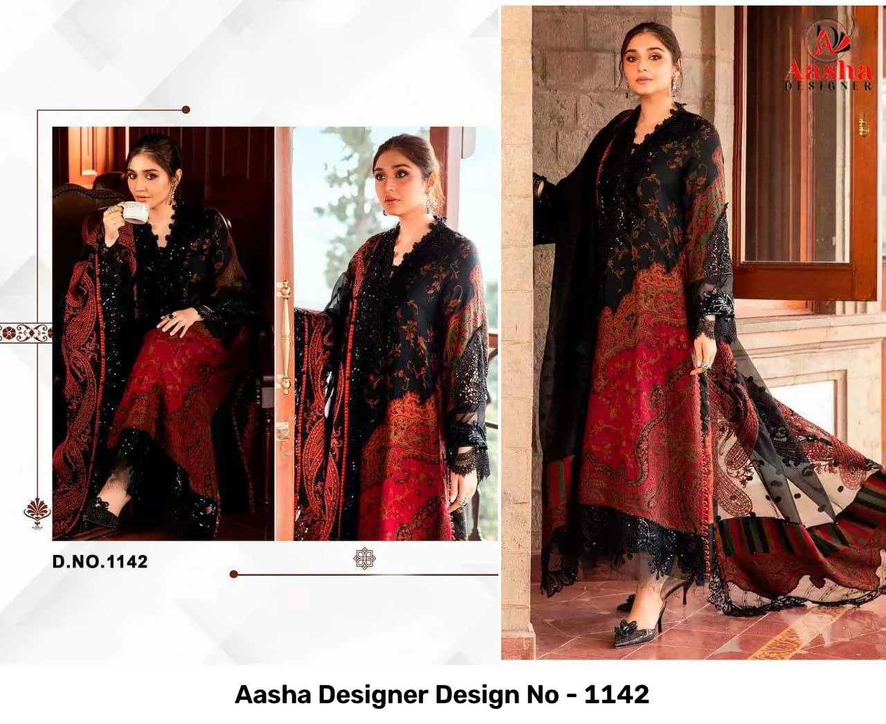 Aasha Designer Design No - 1142 — Wholesale Pakistani Suits, Aasha Designer wholesale from Surat — Photo 4