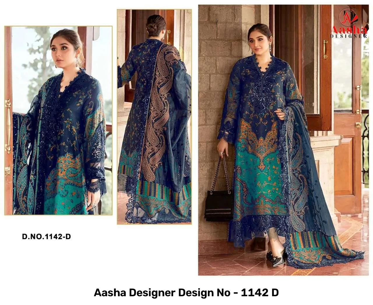 Aasha Designer Design No - 1142 D — Wholesale Pakistani Suits, Aasha Designer wholesale from Surat — Photo 3