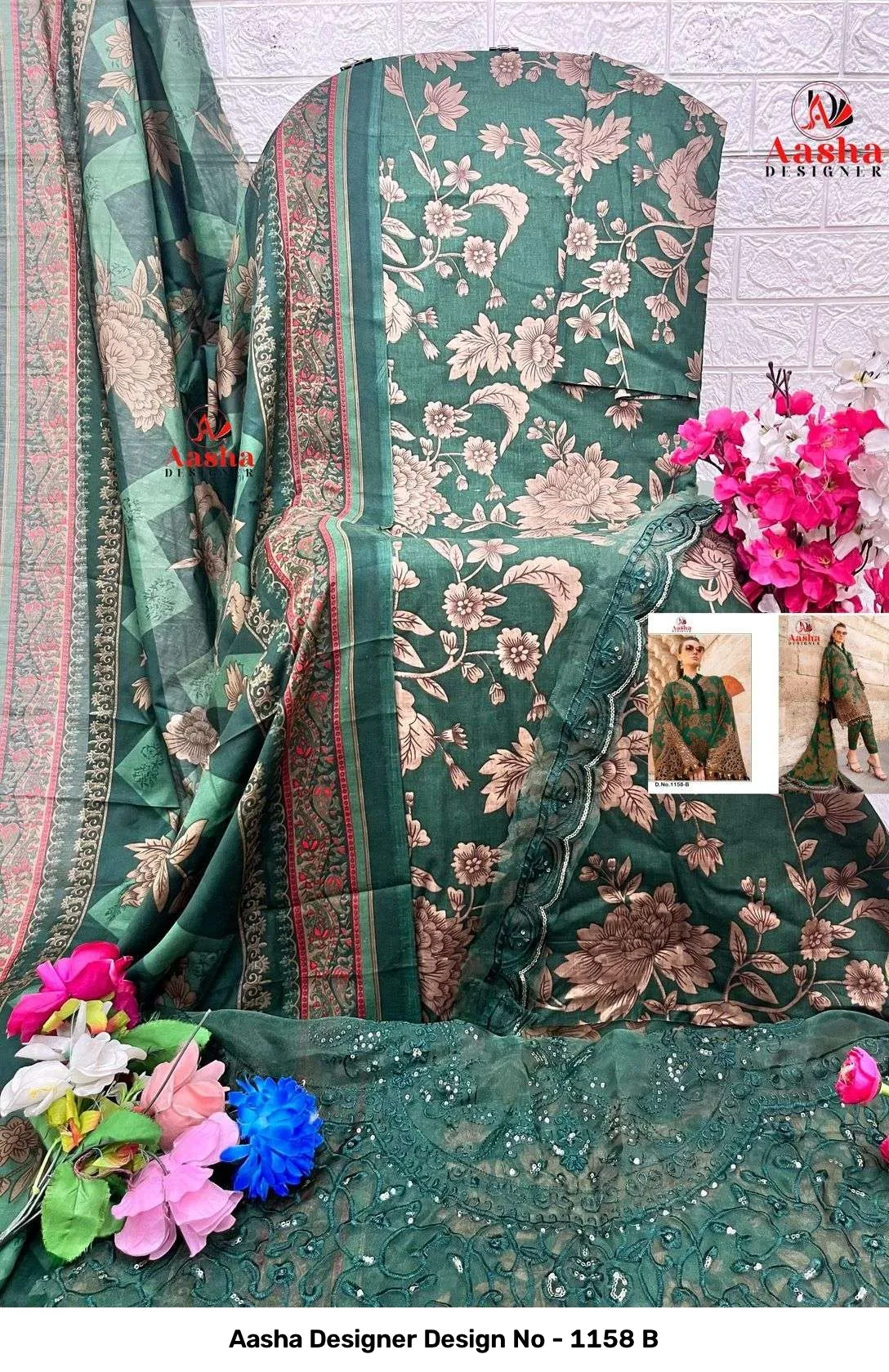 Aasha Designer Design No - 1158 B — Wholesale Pakistani Suits, Aasha Designer wholesale from Surat — Photo 2
