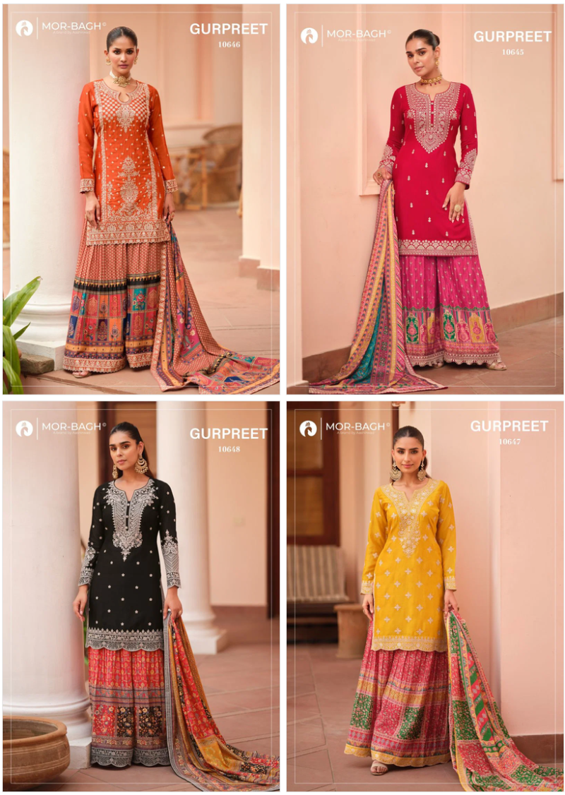 Aashirwad Mor Bagh Gurpreet Chinon Silk Designer Salwar Suit Catalog — Wholesale Dress Material, Aashirwad Creation wholesale from Surat — view 5