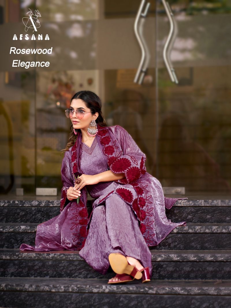 Afsana Rosewood Elegance Fandy Crush Fancy Kurti WIth Bottom Dupatta Set — Wholesale Kurtis, Afsana wholesale from Surat — Photo 6