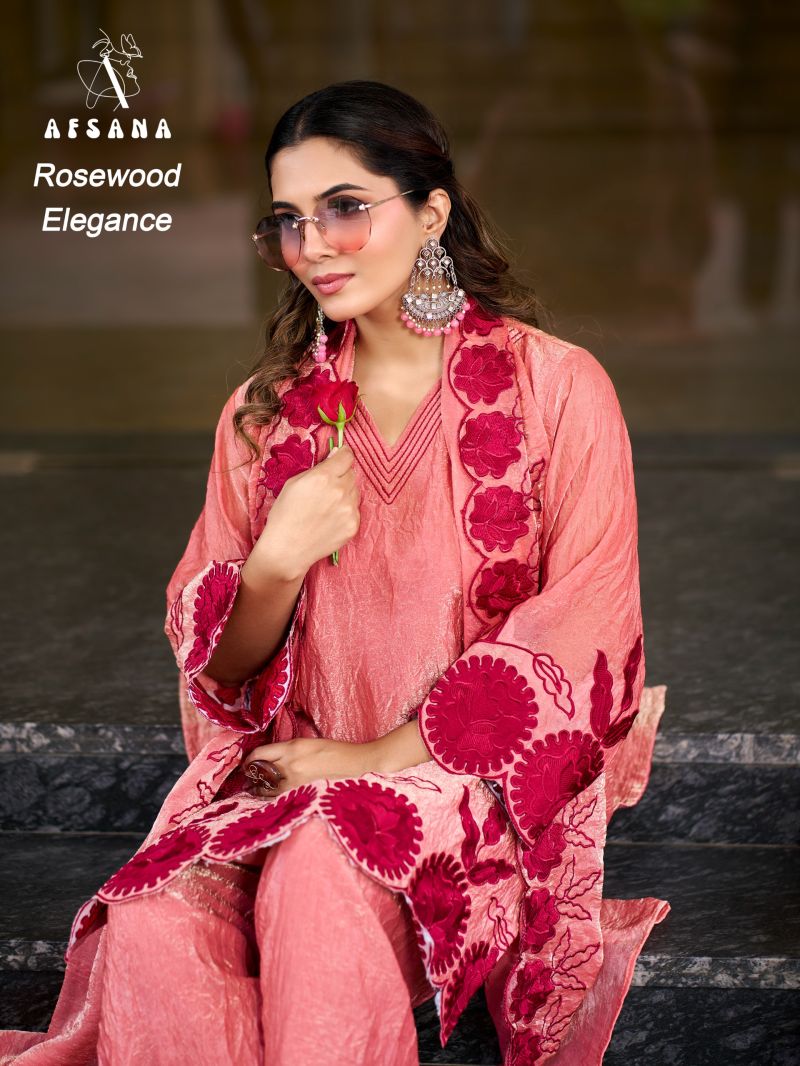 Afsana Rosewood Elegance Fandy Crush Fancy Kurti WIth Bottom Dupatta Set — Wholesale Kurtis, Afsana wholesale from Surat — Photo 7