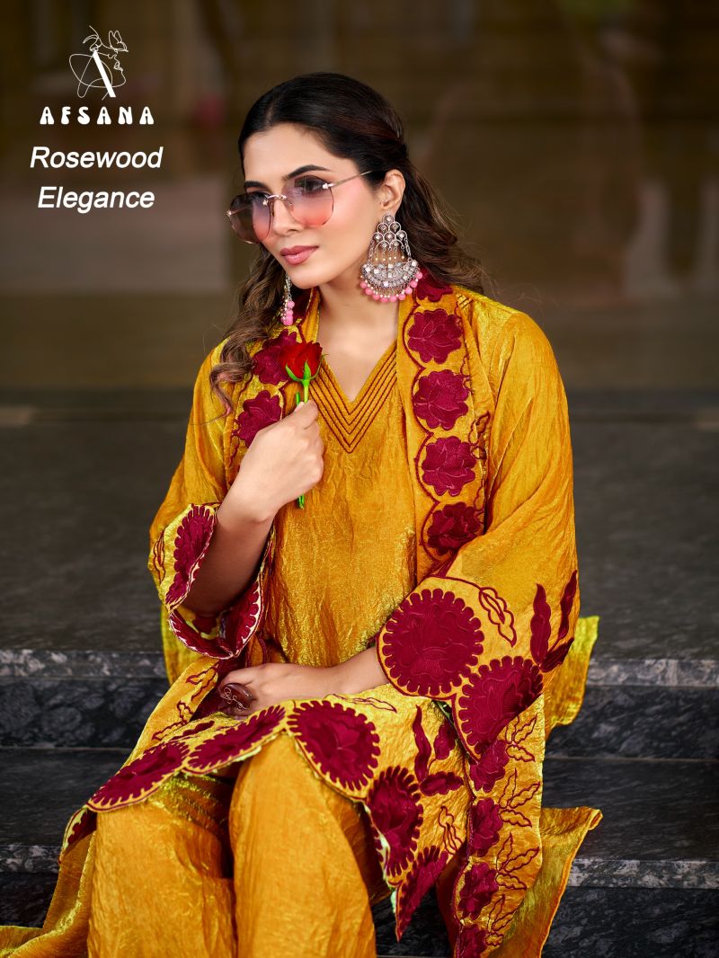 Afsana Rosewood Elegance Fandy Crush Fancy Kurti WIth Bottom Dupatta Set — Wholesale Kurtis, Afsana wholesale from Surat — Photo 8