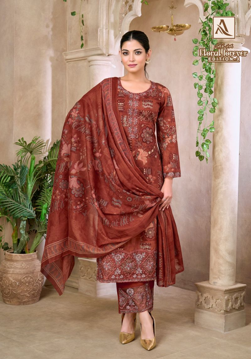 Alok Floral Forever Edition 3 Cambric Cotton Foil Printed Dress Material — Wholesale Designer Salwar Suits, Alok Suits wholesale from Surat — Photo 2