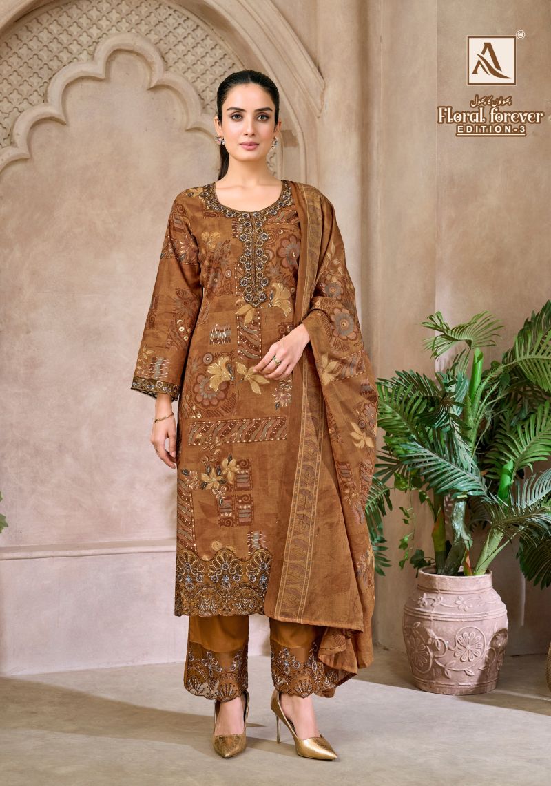 Alok Floral Forever Edition 3 Cambric Cotton Foil Printed Dress Material — Wholesale Designer Salwar Suits, Alok Suits wholesale from Surat — Photo 3