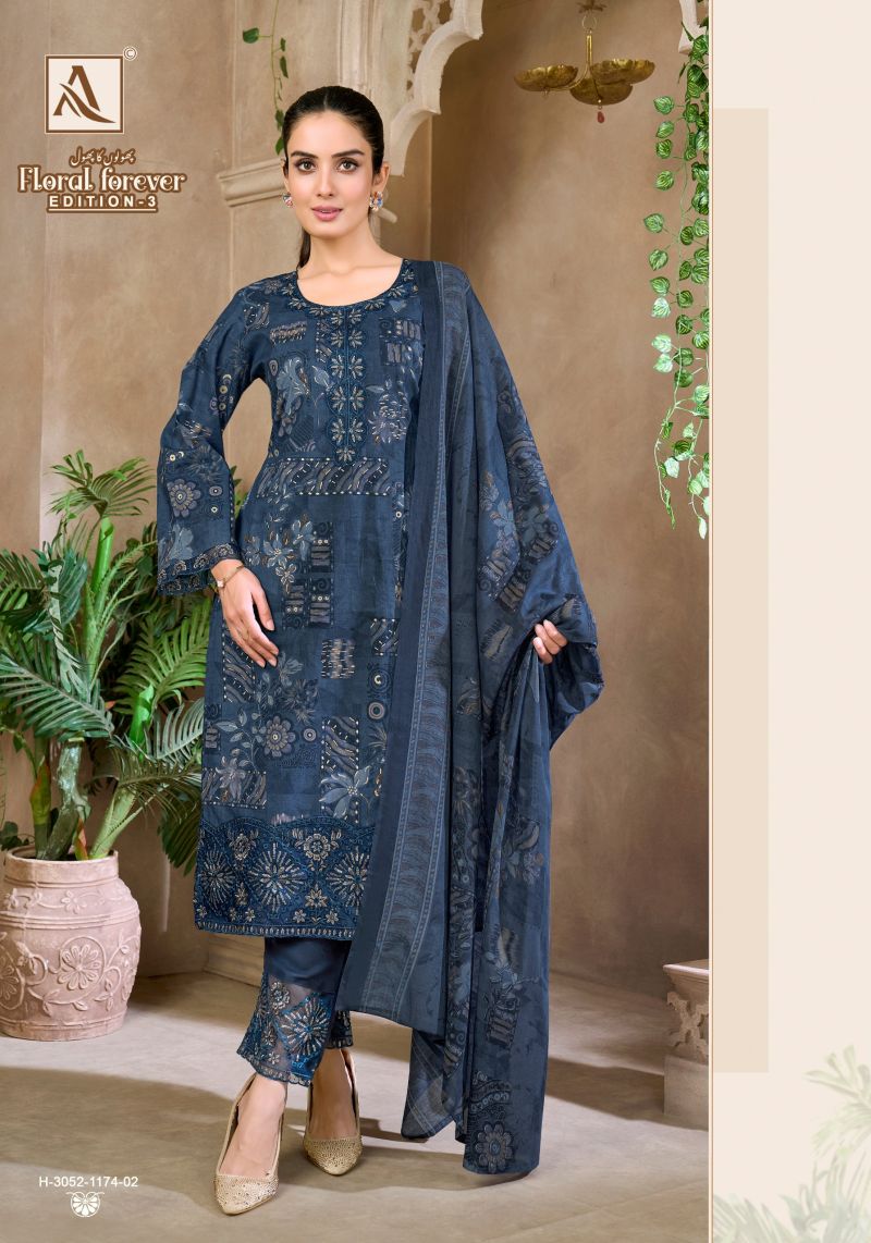 Alok Floral Forever Edition 3 Cambric Cotton Foil Printed Dress Material — Wholesale Designer Salwar Suits, Alok Suits wholesale from Surat — Photo 4