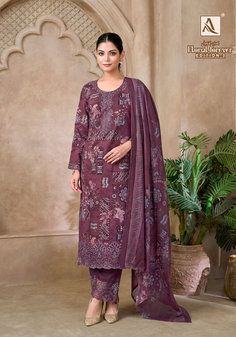 Alok Floral Forever Edition 3 Cambric Cotton Foil Printed Dress Material — Wholesale Designer Salwar Suits, Alok Suits wholesale from Surat — Photo 5