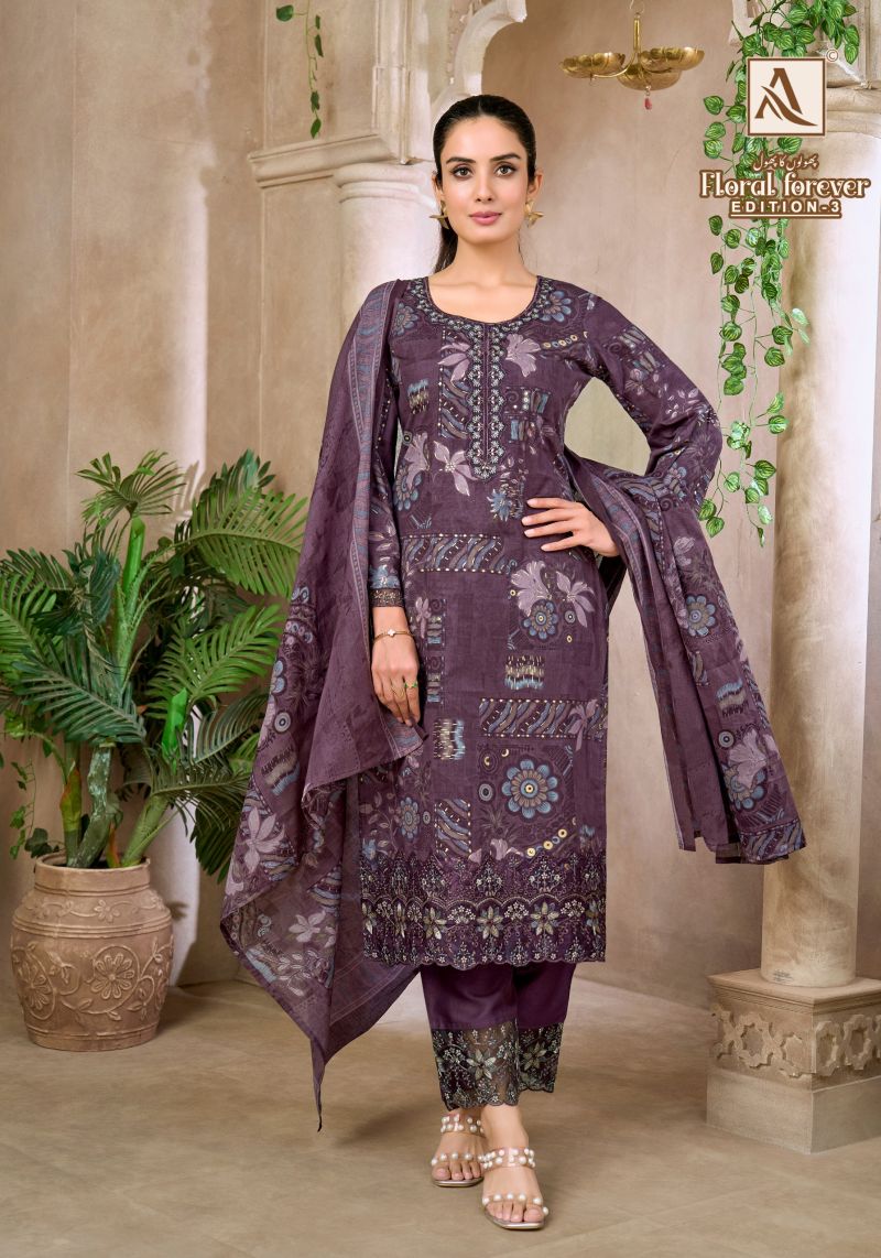 Alok Floral Forever Edition 3 Cambric Cotton Foil Printed Dress Material — Wholesale Designer Salwar Suits, Alok Suits wholesale from Surat — Photo 6