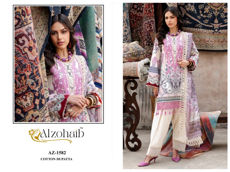 Alzohaib Karima Vol 1 Cotton Dupatta Cotton Patch Work Salwar Kameez