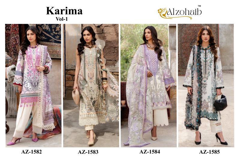 Alzohaib Karima Vol 1 Chiffon Dupatta Cotton Patch Work Salwar Kameez — Wholesale Dress Material, Vardan Ethnic wholesale from Surat — Photo 5
