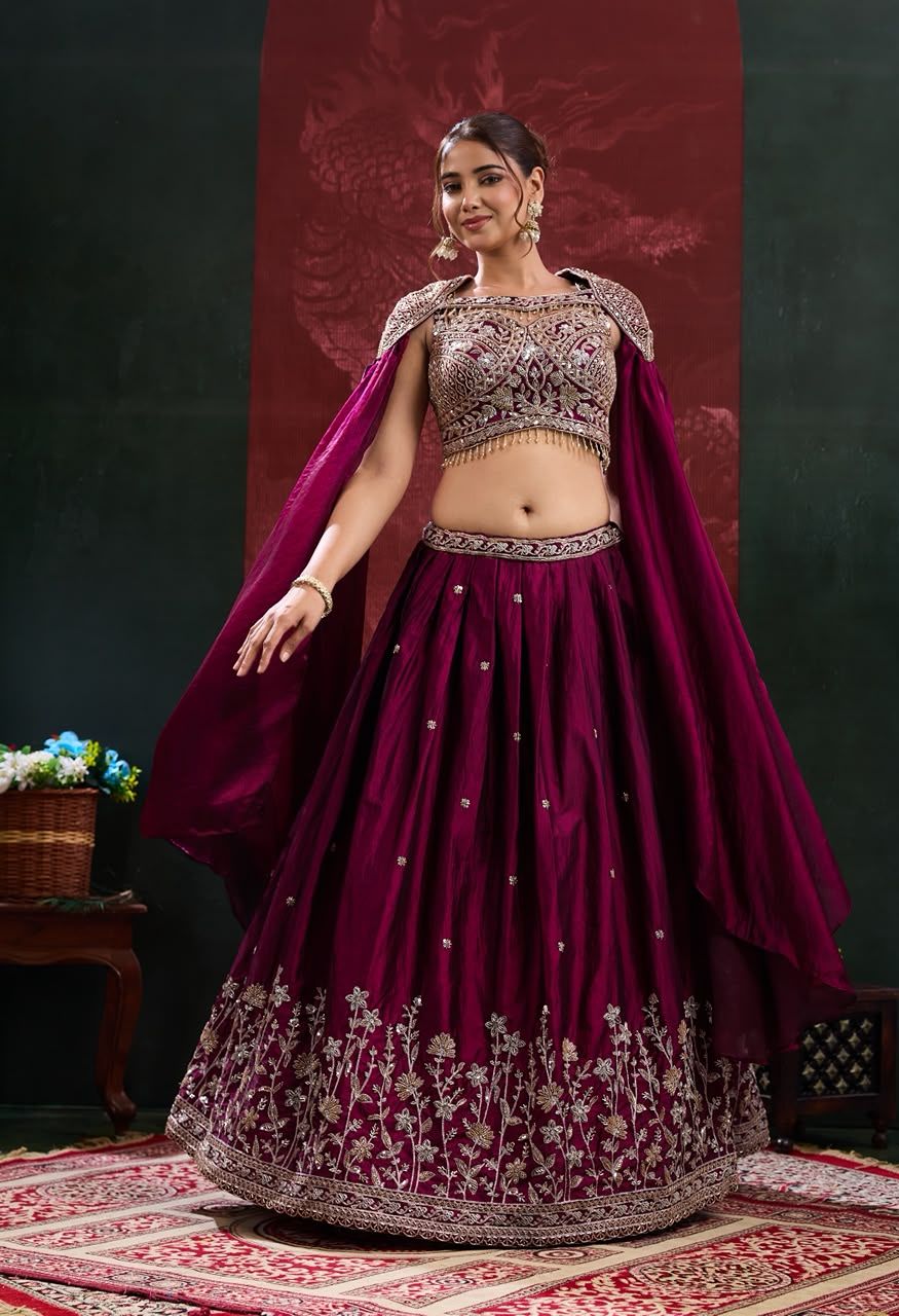 Amoha A539 Designer Lehenga Nc Satin with Beads Work Blouse — Wholesale Lehenga, AMOHA wholesale from Surat — Photo 3