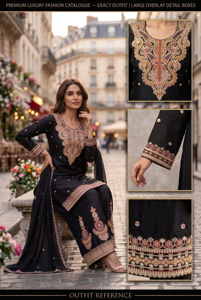 Aurraa Black Pearl Chinon Embroidered Salwar Kameez Catalog — Wholesale Kurtis, Vardan Ethnic wholesale from Surat — view 7