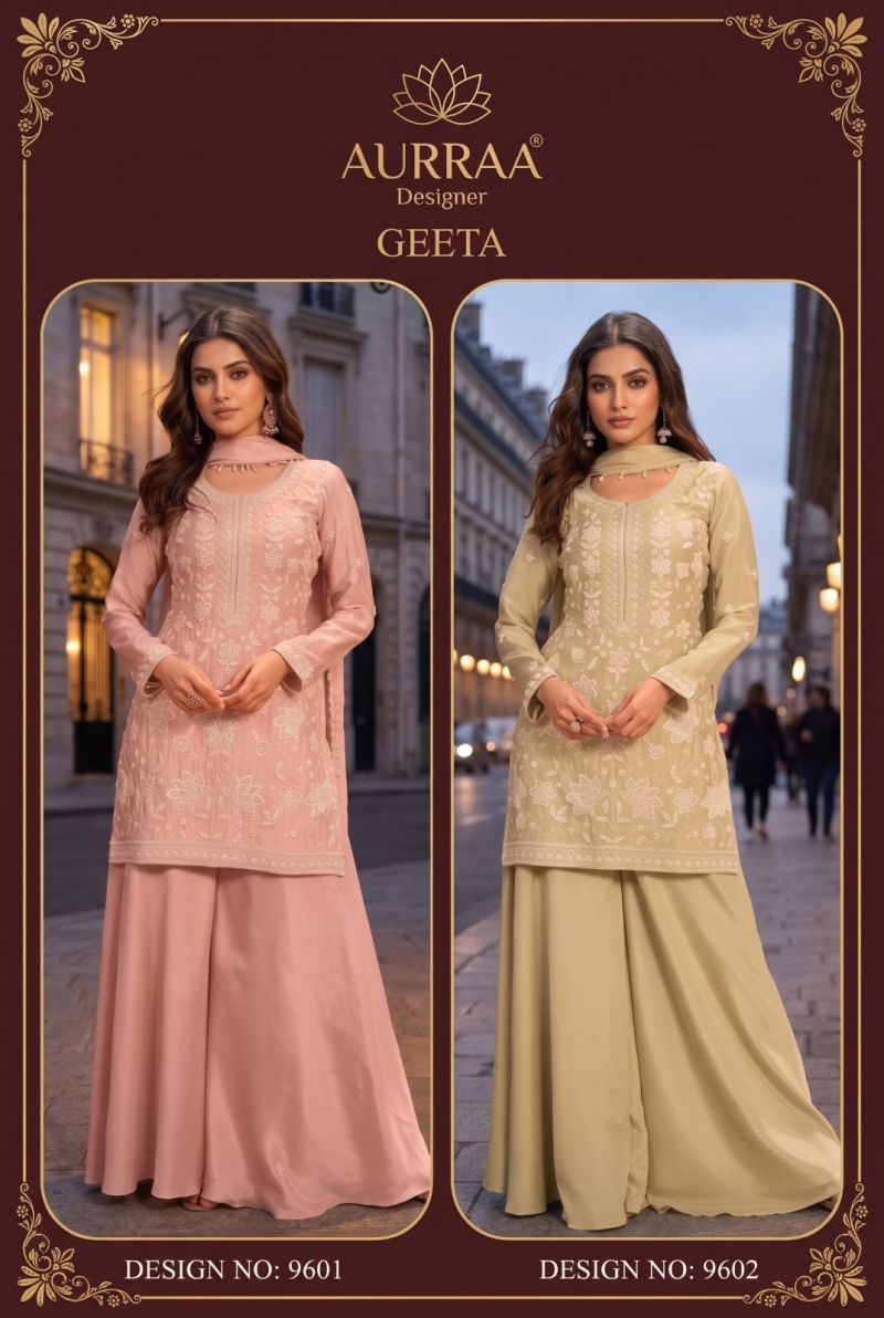 Aurraa Geeta Chinon Beads Work Embroidered Salwar Kameez — Wholesale Kurtis, Aurraa wholesale from Surat — view 9