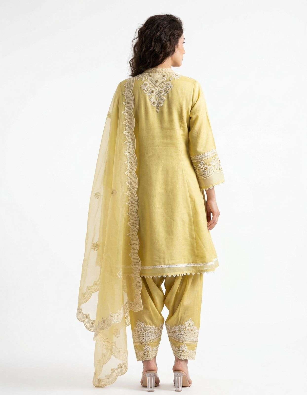 BE 497 Roman Silk Embroidery Designer Readymade Salwar Suit — Wholesale Readymade Suit, Vardan Ethnic wholesale from Surat — view 5