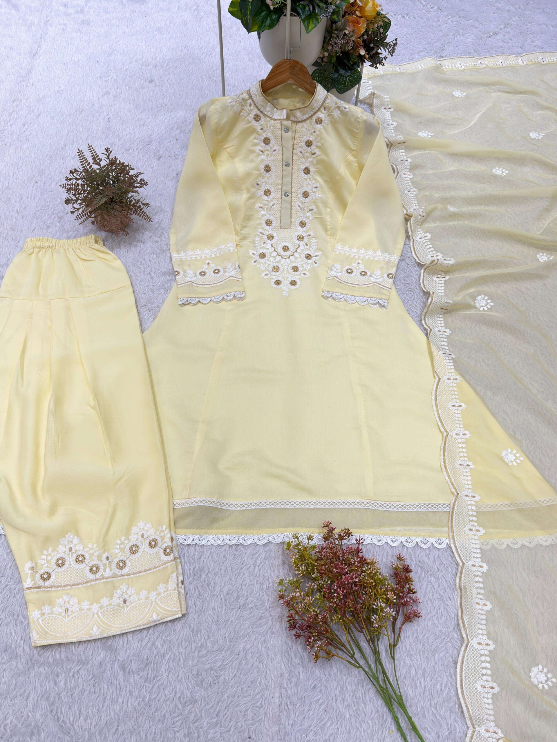 BE 497 Roman Silk Embroidery Designer Readymade Salwar Suit — Wholesale Readymade Suit, Vardan Ethnic wholesale from Surat — view 4