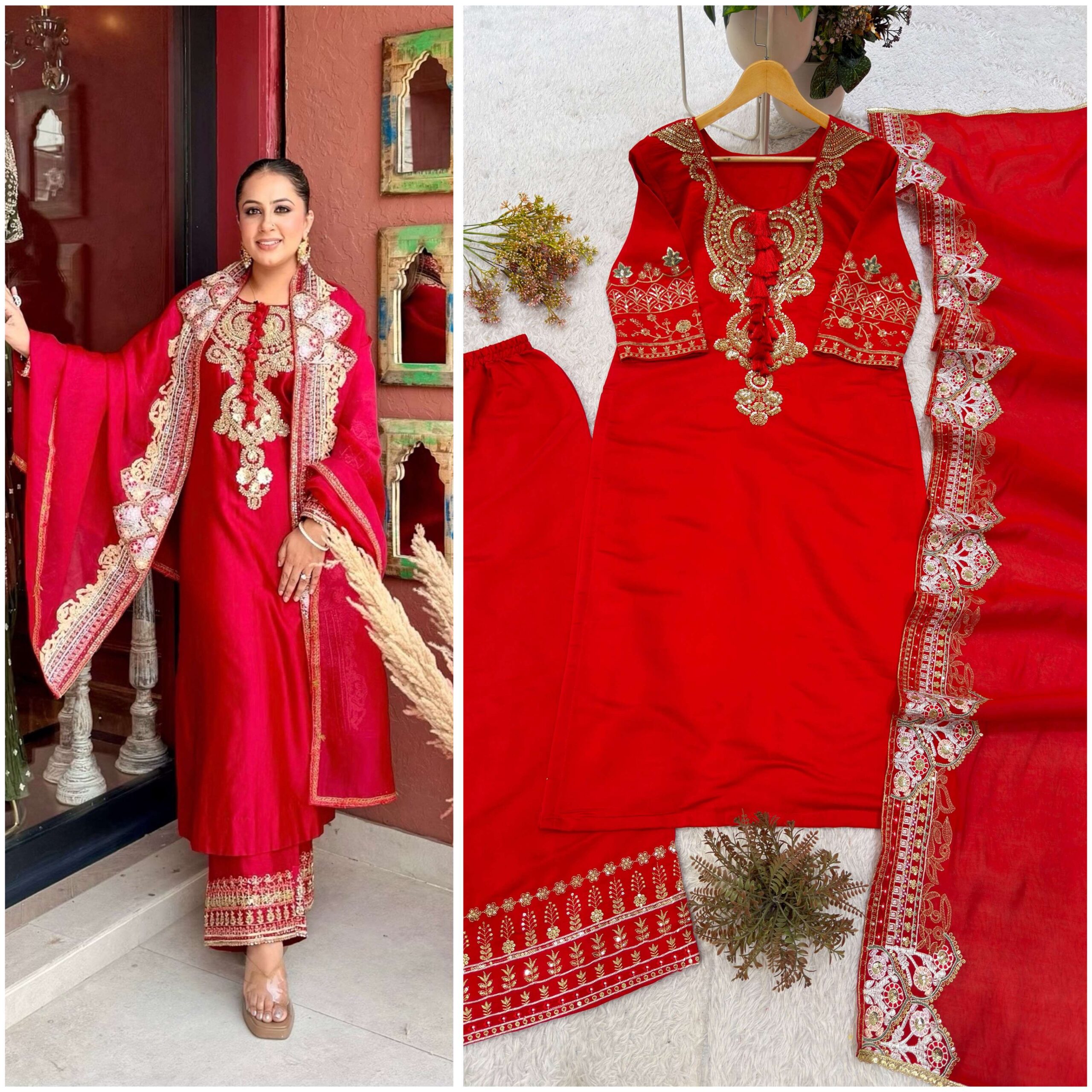Be 500 Silk Embroidered Worked Festive Wear Ladies Suit — Wholesale Kurtis, Bandhani Palace wholesale from Surat — Photo 2