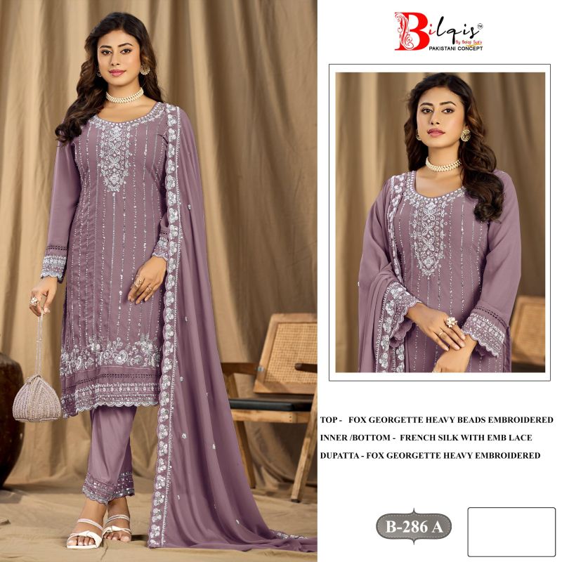 Bilqis B 286 A To D Faux Georgette Beads Embroidered Salwar Kameez