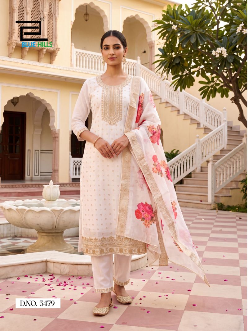 Blue Hills Cherry Plus Size Mul Chanderi Foil Printed Kurti WIth Bottom Dupatta Set