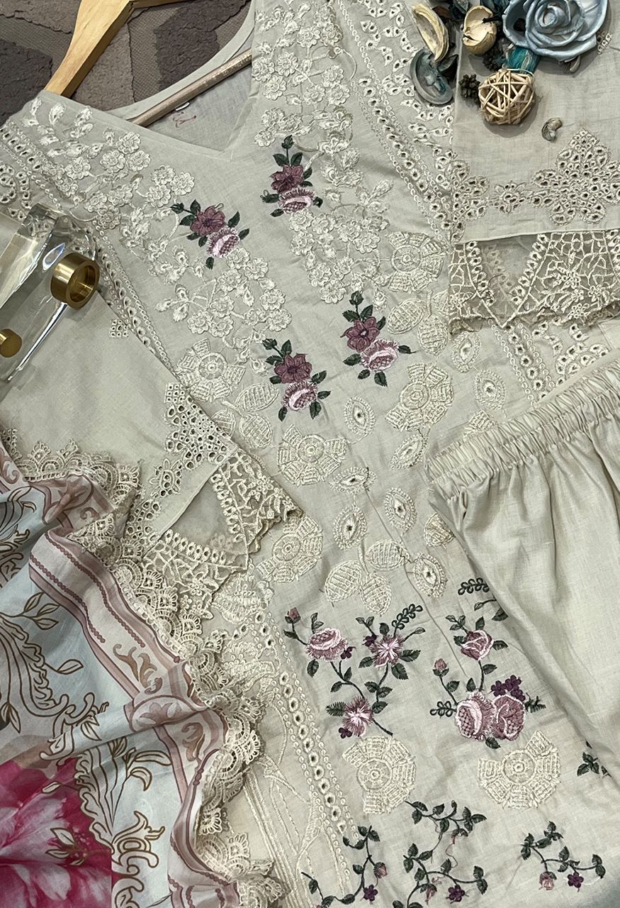 D No 1116 Chikankari Cotton Suit Readymade 3 Piece Set — Wholesale Kurtis, MARIA.B wholesale from Surat — view 10