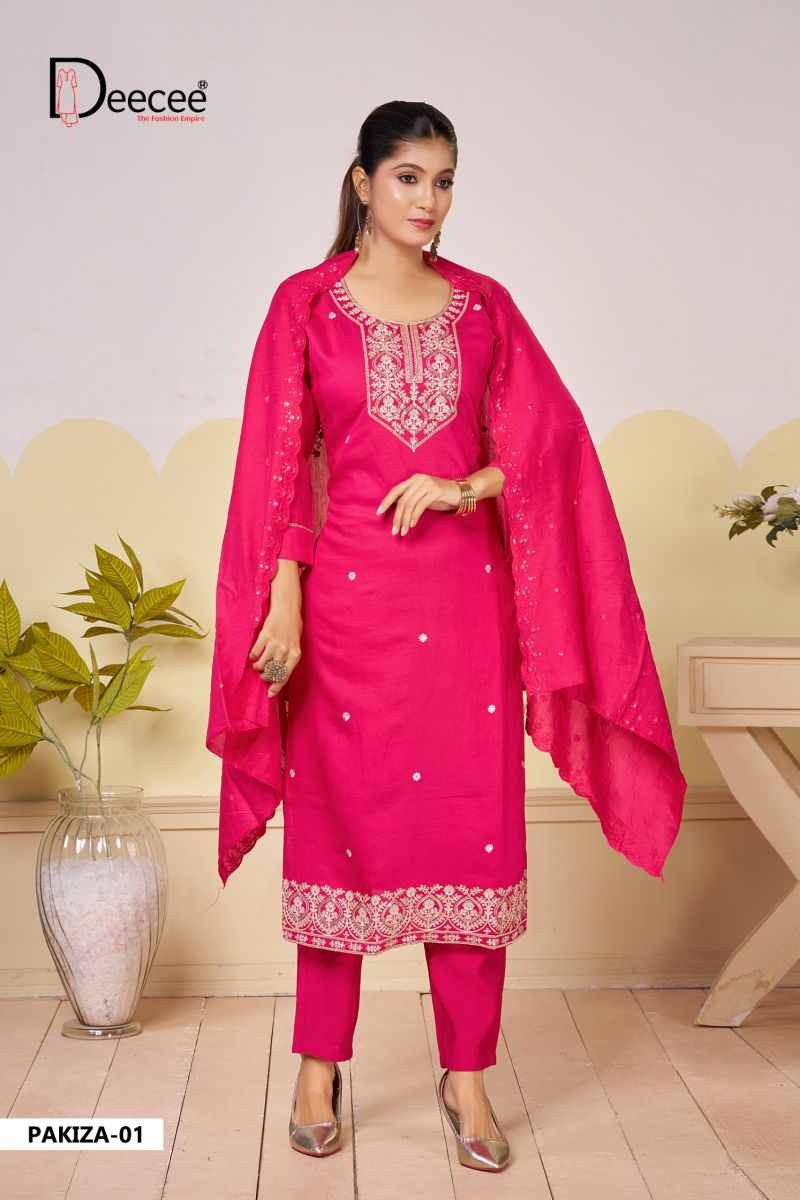 Deecee Pakiza Vatican Foil Embroidered Kurti WIth Bottom Dupatta Set