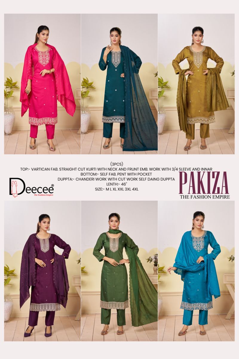 Deecee Pakiza Vatican Foil Embroidered Kurti WIth Bottom Dupatta Set — Wholesale Kurtis, DEECEE wholesale from Surat — view 2