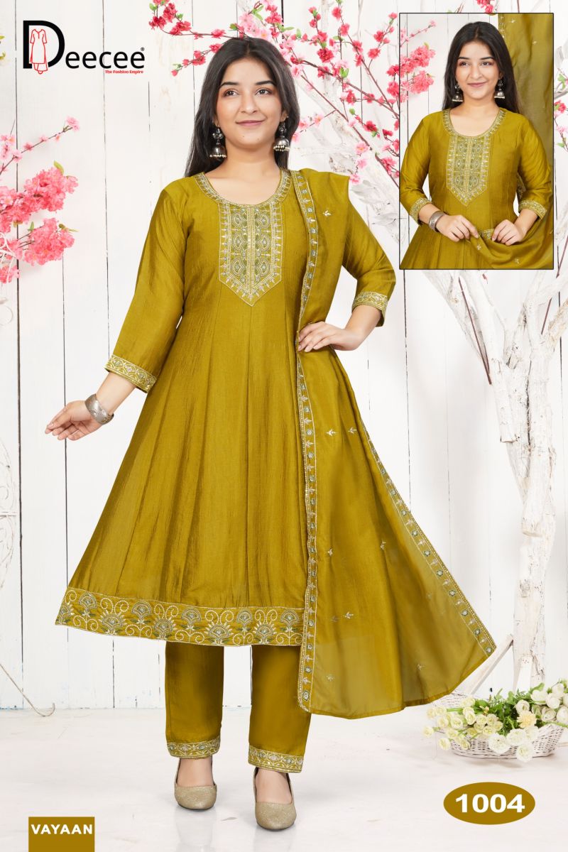 Deecee Vayaan Vichitra Silk Embroidered Flared Kurti With Bottom Dupatta Set — Wholesale Kurtis, DEECEE wholesale from Surat — Photo 7
