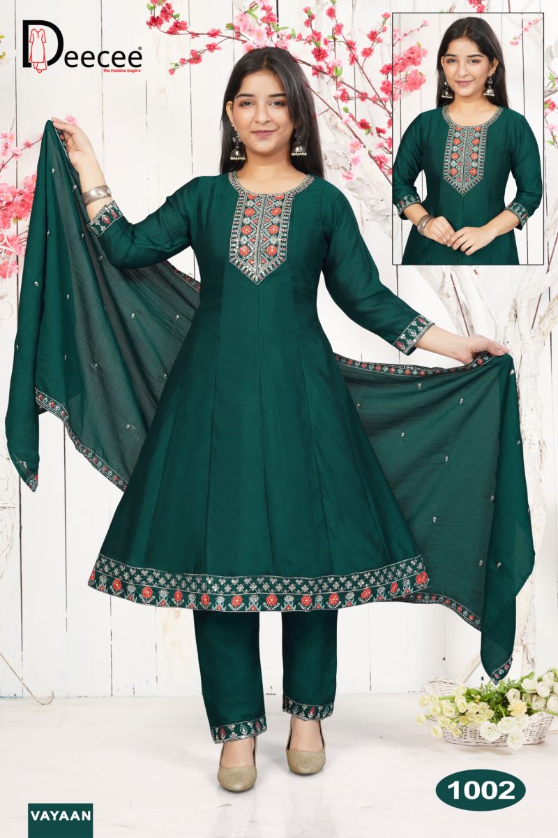 Deecee Vayaan Vichitra Silk Embroidered Flared Kurti With Bottom Dupatta Set — Wholesale Kurtis, DEECEE wholesale from Surat — Photo 5