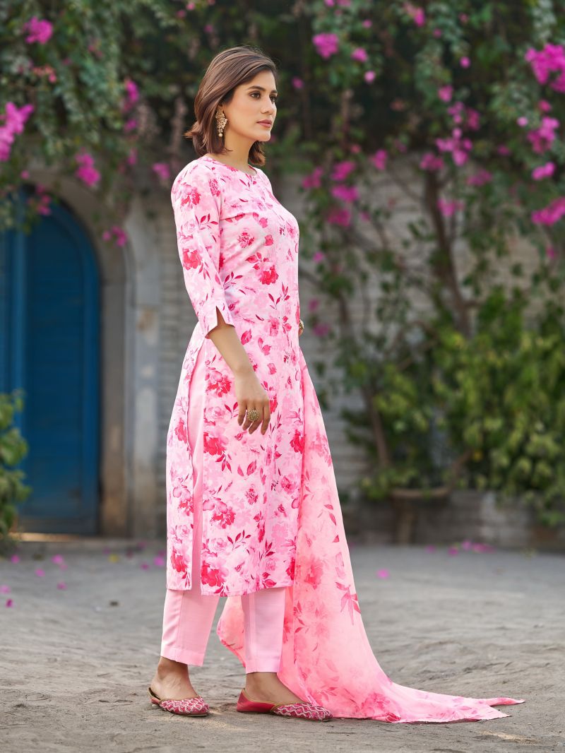 Dhruvi 506 Viscose Floral Printed Kurti With Pant Dupatta Set — Wholesale Kurtis, Dhruvi wholesale from Surat — Photo 4