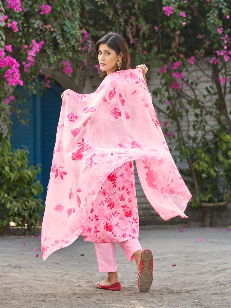 Dhruvi 506 Viscose Floral Printed Kurti With Pant Dupatta Set — Wholesale Kurtis, Dhruvi wholesale from Surat — Photo 5