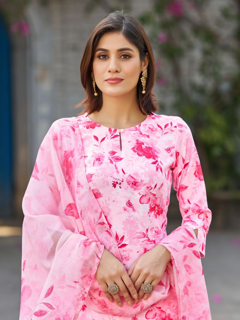 Dhruvi 506 Viscose Floral Printed Kurti With Pant Dupatta Set — Wholesale Kurtis, Dhruvi wholesale from Surat — Photo 6