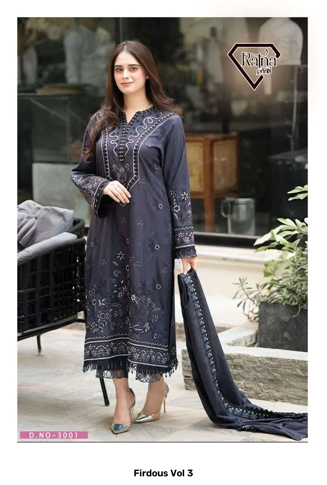 Firdous Vol 3 — Unstitched Suits, Vinayak Enterprise wholesale from Surat — Photo 2