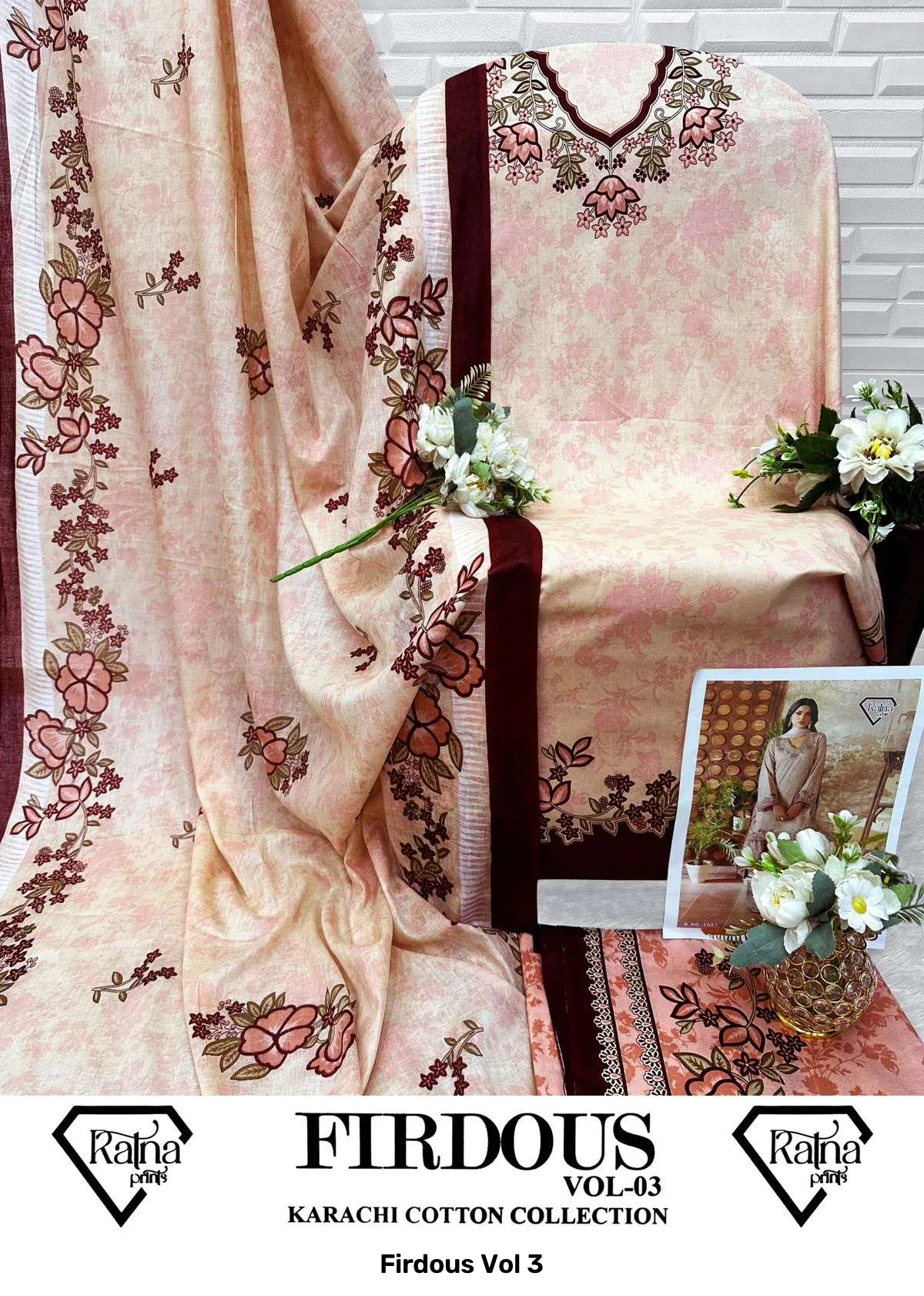 Firdous Vol 3 — Unstitched Suits, Vinayak Enterprise wholesale from Surat — Photo 5