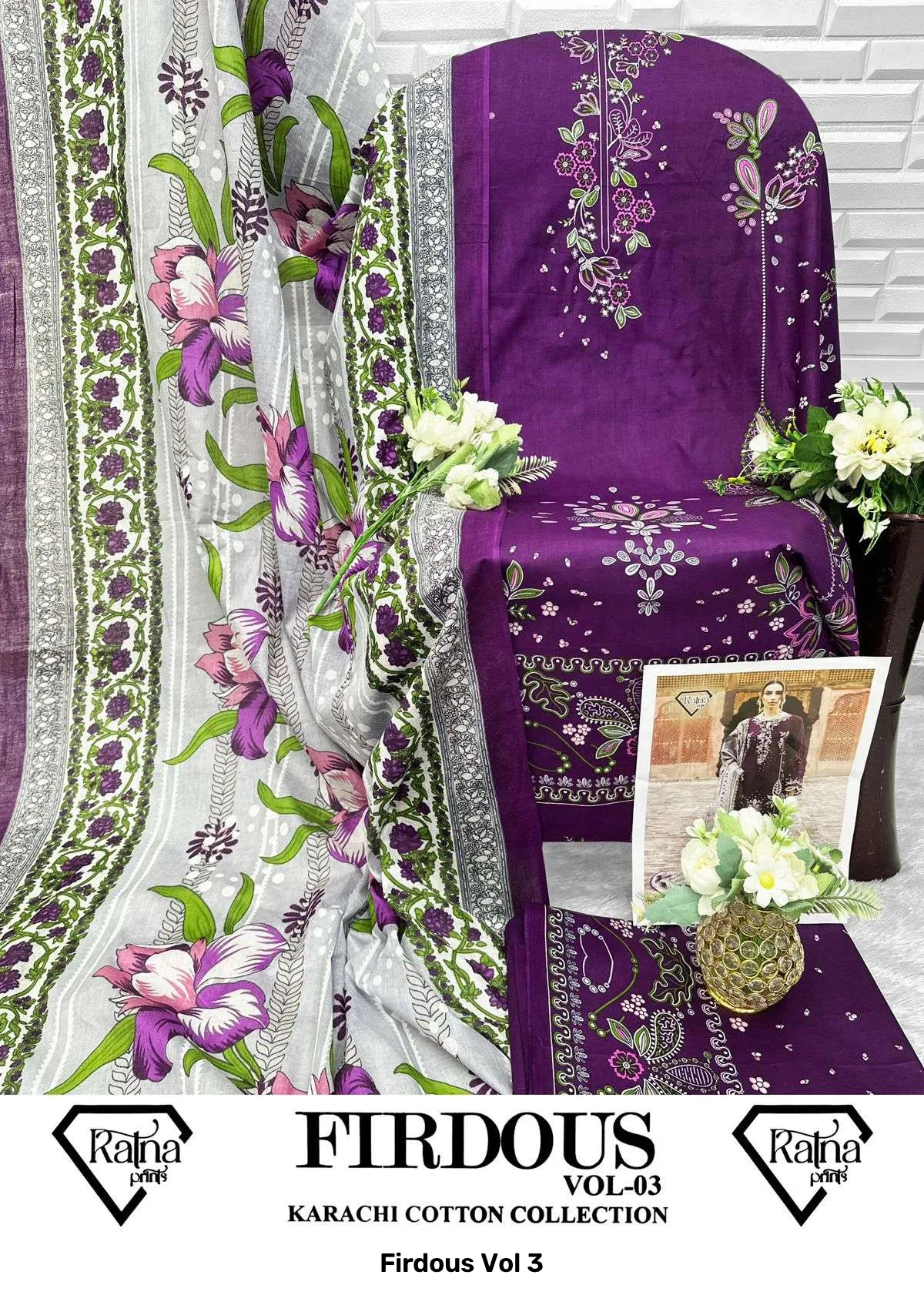 Firdous Vol 3 — Unstitched Suits, Vinayak Enterprise wholesale from Surat — Photo 9