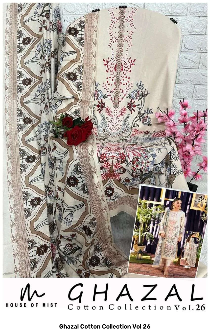 Ghazal Cotton Collection Vol 26 — Unstitched Suits, Vinayak Enterprise wholesale from Surat — Photo 3