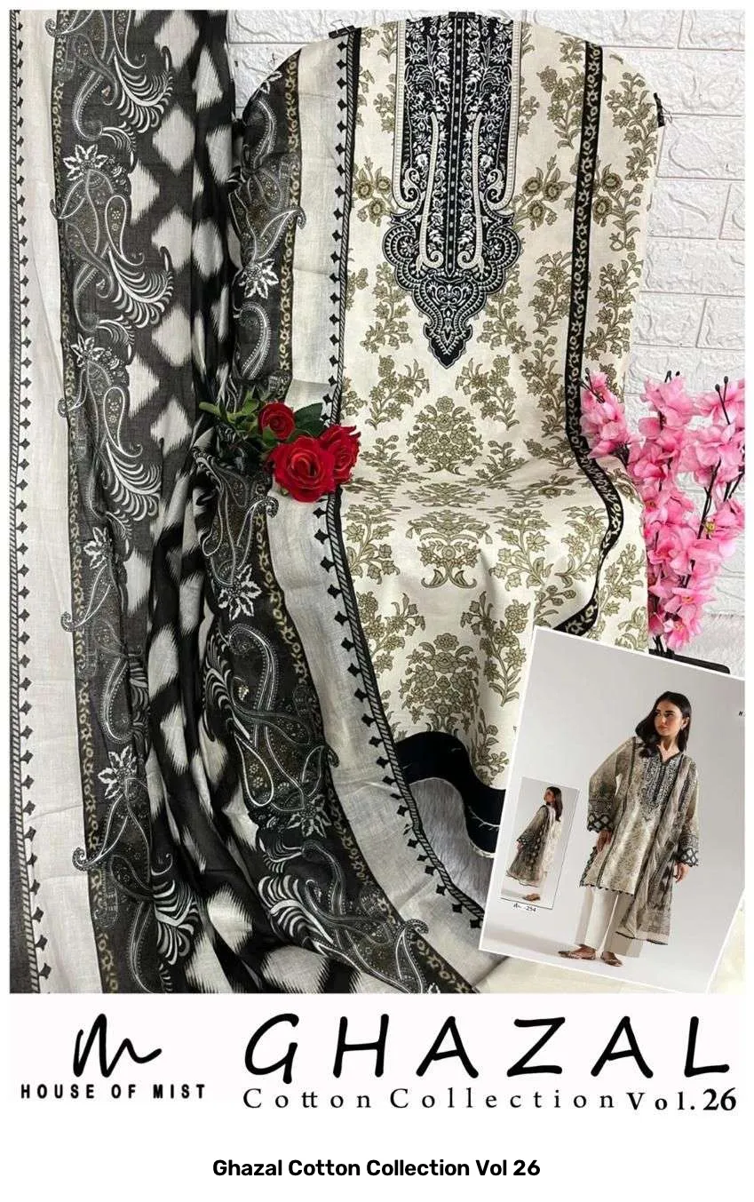 Ghazal Cotton Collection Vol 26 — Unstitched Suits, Vinayak Enterprise wholesale from Surat — Photo 9