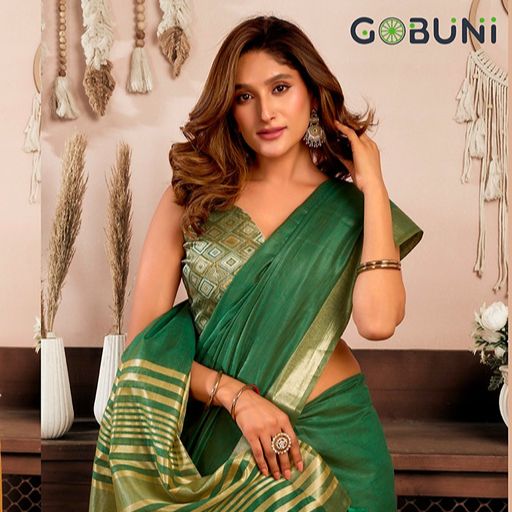 Gobuni Srividya Khadi Cotton Saree With Brocade Blouse Jhallar — Singles, Vardan Ethnic wholesale from Surat — view 3
